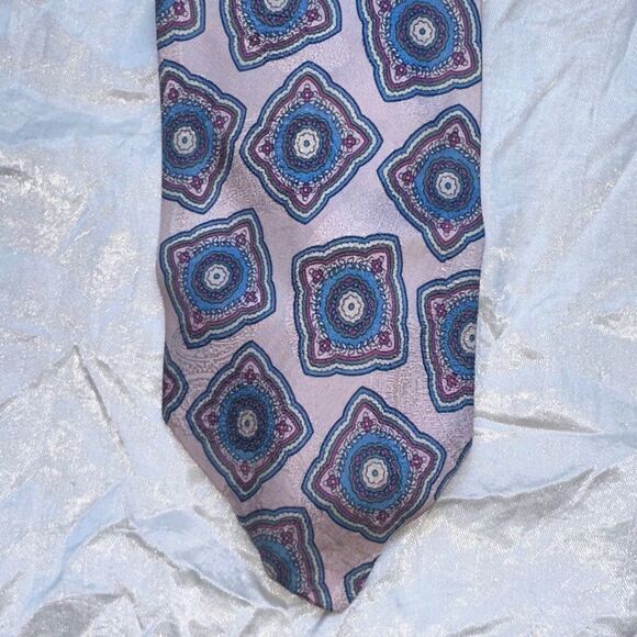 Vintage 80s Polo by Ralph Lauren pink & blue paisley pattern silk tie - Picture 1 of 6